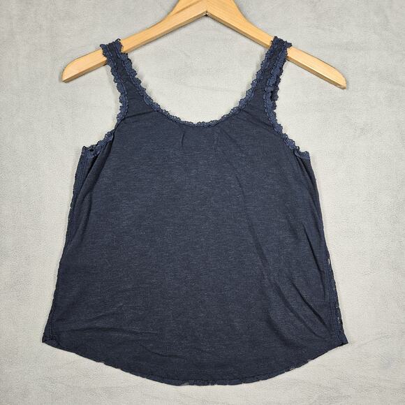 Abercrombie & Fitch Womens Tank Top Sz S Blue Sleeveless Lace Layered Floral Y2K - Picture 10 of 15